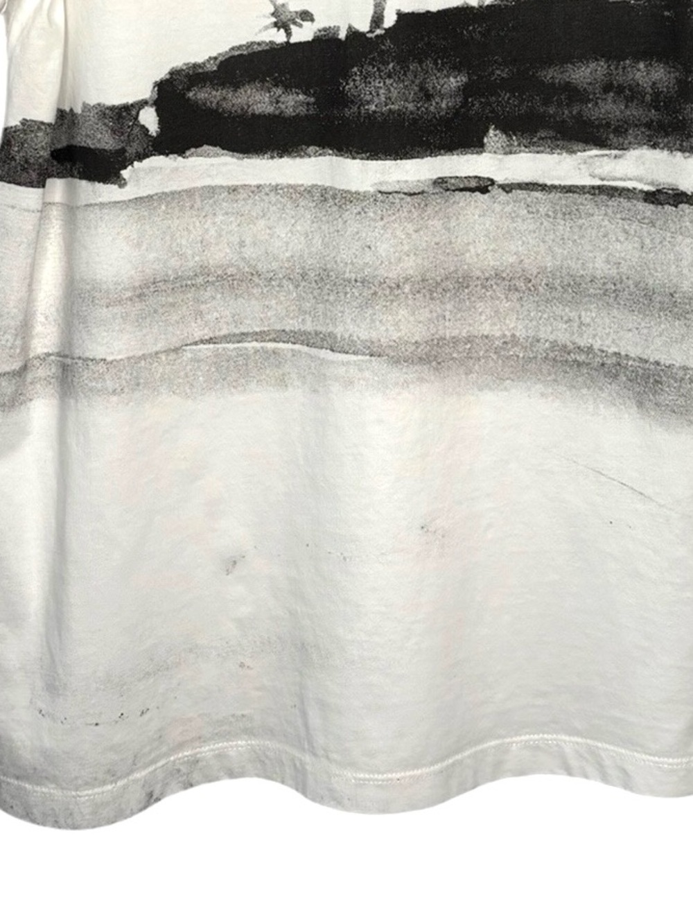 Desigual White Polo with Black Monochrome‎ Landscape Print Cotton NWOT Small - Picture 5 of 6